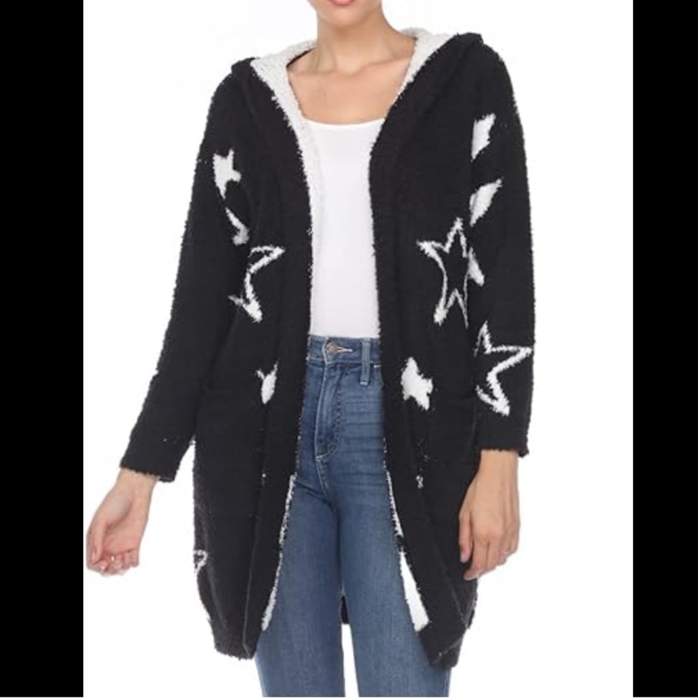 White Mark
Hooded Open Front Sherpa Coat